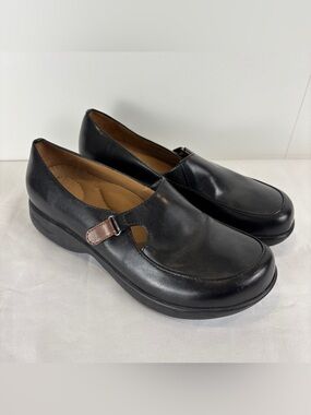 Dansko Black Leather Loafers EU 38 / US 7.5-8 Shoes Adjustable Strap Darcy Jane